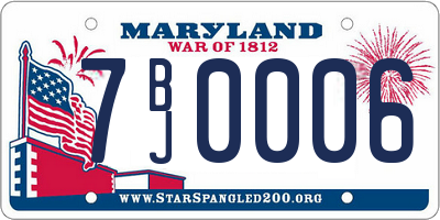 MD license plate 7BJ0006