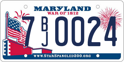 MD license plate 7BJ0024