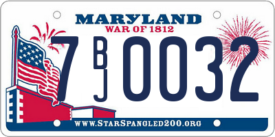 MD license plate 7BJ0032