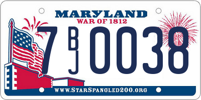 MD license plate 7BJ0038