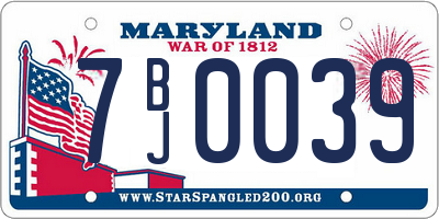 MD license plate 7BJ0039