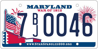 MD license plate 7BJ0046