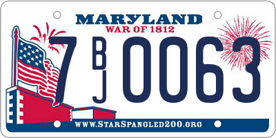 MD license plate 7BJ0063