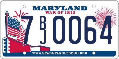 MD license plate 7BJ0064