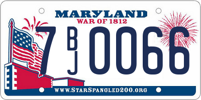 MD license plate 7BJ0066