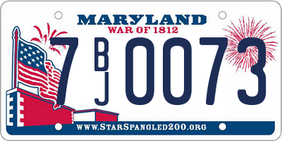 MD license plate 7BJ0073
