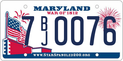 MD license plate 7BJ0076