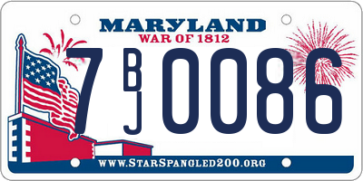 MD license plate 7BJ0086