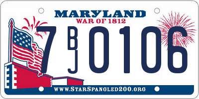 MD license plate 7BJ0106