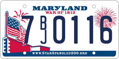 MD license plate 7BJ0116