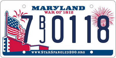 MD license plate 7BJ0118