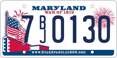 MD license plate 7BJ0130