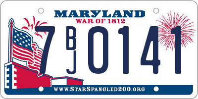 MD license plate 7BJ0141