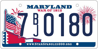 MD license plate 7BJ0180
