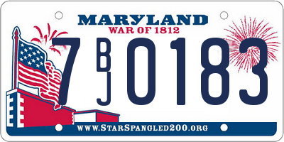 MD license plate 7BJ0183