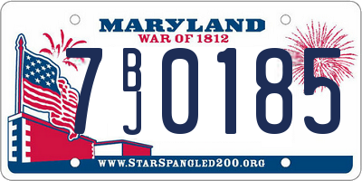 MD license plate 7BJ0185