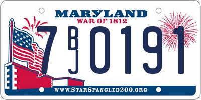 MD license plate 7BJ0191