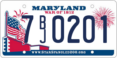 MD license plate 7BJ0201