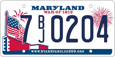 MD license plate 7BJ0204