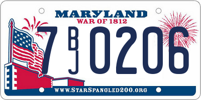 MD license plate 7BJ0206