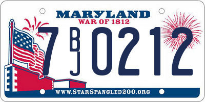 MD license plate 7BJ0212