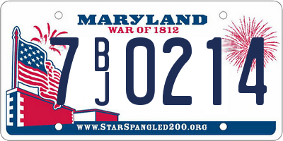 MD license plate 7BJ0214