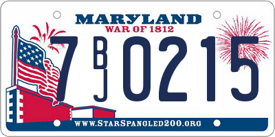 MD license plate 7BJ0215