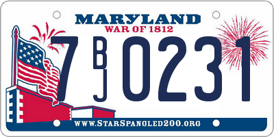 MD license plate 7BJ0231