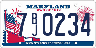 MD license plate 7BJ0234