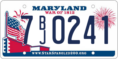 MD license plate 7BJ0241