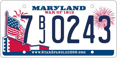 MD license plate 7BJ0243