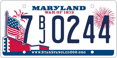 MD license plate 7BJ0244