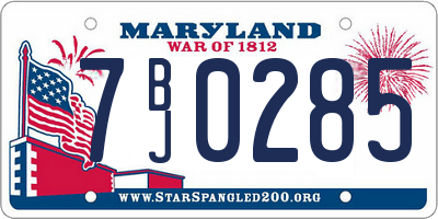 MD license plate 7BJ0285