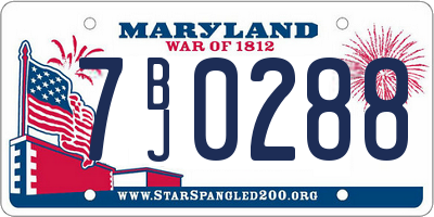 MD license plate 7BJ0288