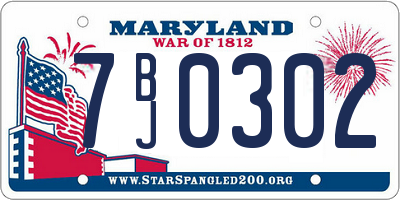 MD license plate 7BJ0302