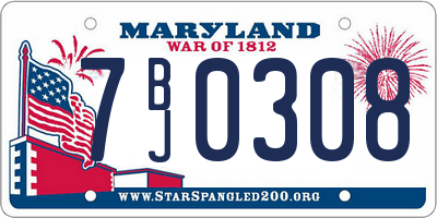MD license plate 7BJ0308