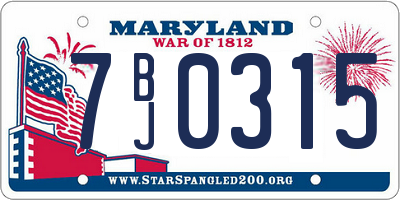 MD license plate 7BJ0315