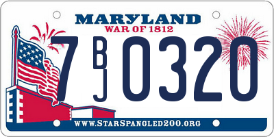 MD license plate 7BJ0320