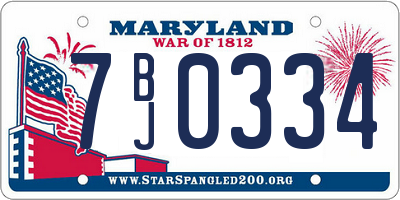 MD license plate 7BJ0334