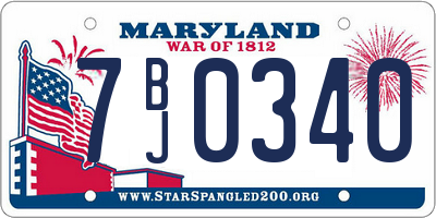 MD license plate 7BJ0340