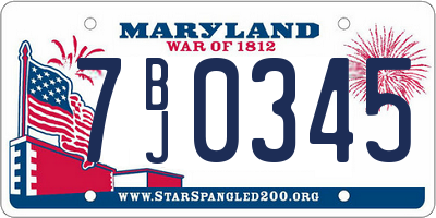 MD license plate 7BJ0345