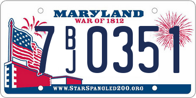 MD license plate 7BJ0351