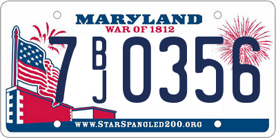 MD license plate 7BJ0356