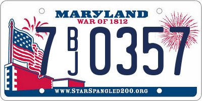 MD license plate 7BJ0357