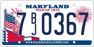 MD license plate 7BJ0367