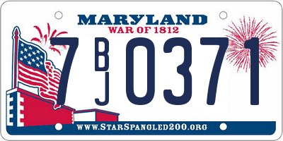 MD license plate 7BJ0371