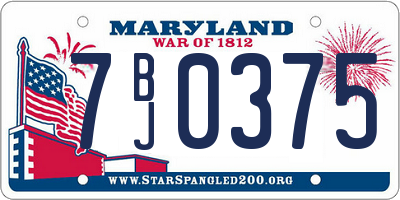 MD license plate 7BJ0375