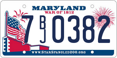 MD license plate 7BJ0382