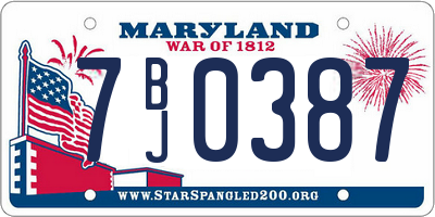 MD license plate 7BJ0387