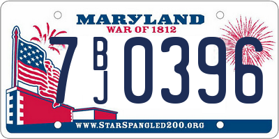 MD license plate 7BJ0396